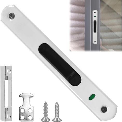 Serratura per porta scorrevole in vetro, chiavistelli e catenacci, serratura per porta scorrevole, gancio per porta scorrevole, acciaio inox, 197 x 28 mm, bianco (1/4)