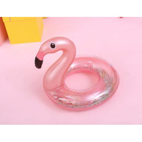 Gonfiabile a forma di fenicottero rosa scintillante, galleggiante con paillettes, materassino gonfiabile, sedia da piscina, divertenti giocattoli da spiaggia (1/5)