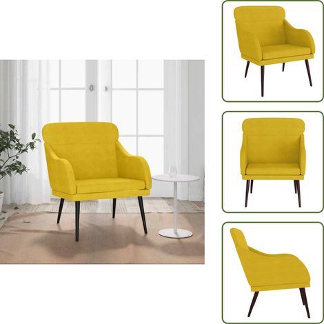 The Living Store Poltrona Gialla 63x76x80 cm Velluto - Poltrona gialla