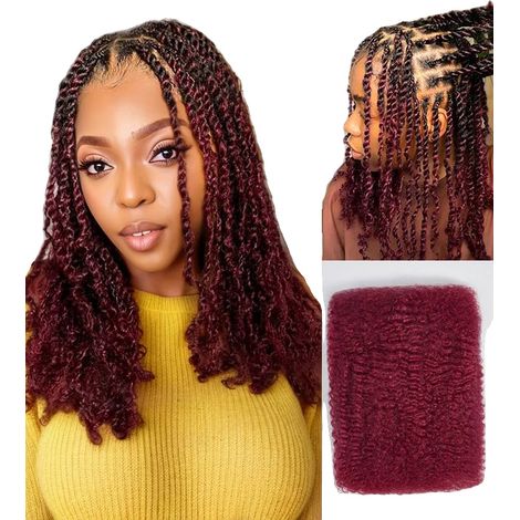 Extensiones de cabello humano, textura rizada, peinado versátil, 99J, 4 piezas/lote, 45 cm (18 pulgadas) (1/2)