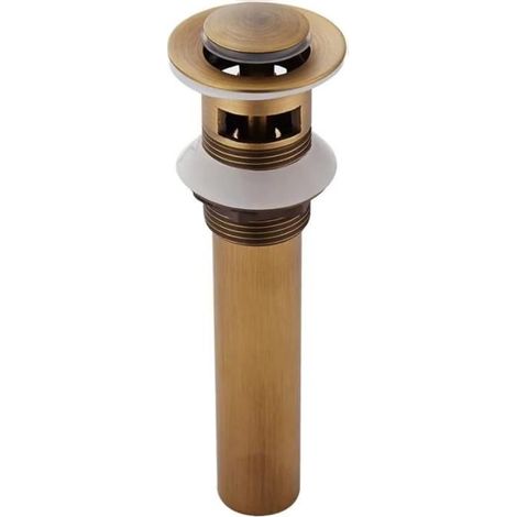 Pop-up Rétro Bouchon Bonde de Lavabo Vidange Clic-clac sans Trop-Plein Universel Valve(Couvercle rabattable antique avec trous)
