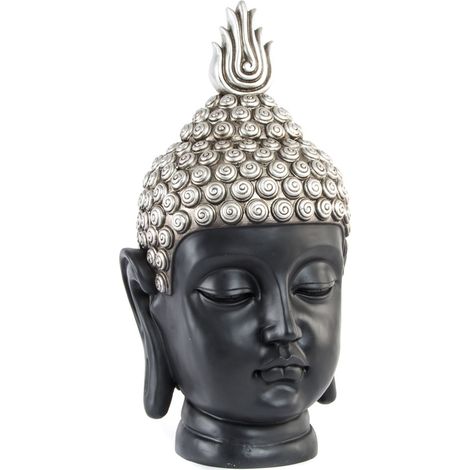Harzfigur 27x24x49 Buddha Kopf Silber Harz Material Multicolor -Farbfamilie Buddha -Figuren Details (1/3)