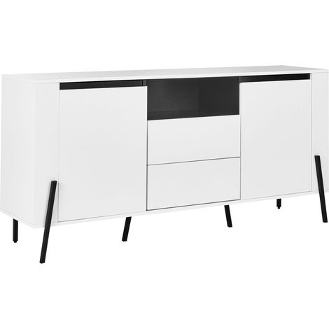 Credenza moderna Armadi con gambe in metallo 3 cassetti Bianco Blackpool