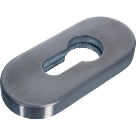 Rosace de Sûreté Ovale - 1 Pièce - Acier Inox et Zamak - Protection Cylindre de Serrure - Pour Portes Intérieures - Argenté (1/5)