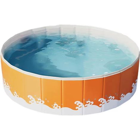 Piscine pliable de 180cm,piscine de jardin pour enfants, piscine ronde en PVC,piscine familiale d&aposété,Non-inflatable pool,orange (1/5)