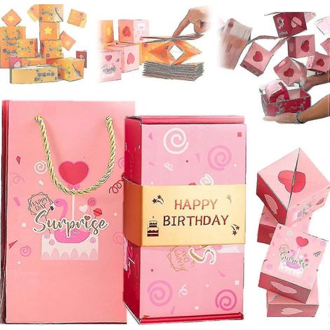 Boîte surprise, boîte cadeau enveloppe rouge pliable unique, boîte cadeau explosive avec argent surprise, cadeau d'anniversaire, Noël ou Halloween-12box-Pink (1/5)