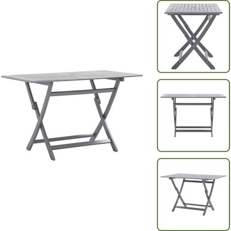 The Living Store Mesa plegable de jardín madera maciza de acacia 120x70x75 cm - Mesa de comedor