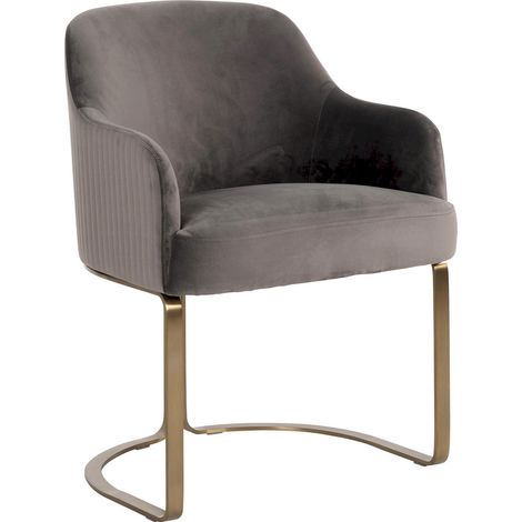 Fauteuil Hadley velvet - Gris souris et pieds brossés or (1/5)