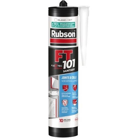 Sigillante sanitario antimuffa bianco RUBSON Flextec cartuccia da 280 ml RUBSON