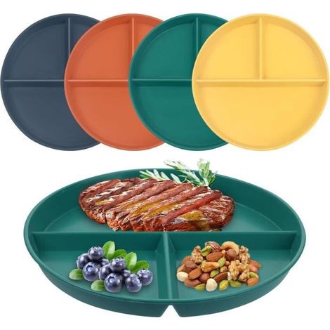 Unterteilter Teller – Unzerbrechlich – 4 Fächer – Polypropylen – 23 cm – Portionskontrolle (1/4)