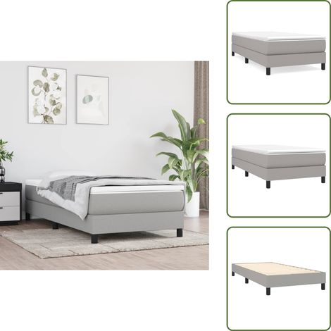 Boxspringbett mit Matratze Hellgrau 90x200 cm Stoff - Boxspringbett - Doppelbett - Bettenrahmen - Matratze - Matratzenauflage (1/5)