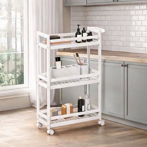 Table basse coloris blanc en bambou 55 x 20 x 75 cm (1/5)