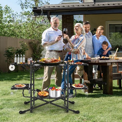Table de Camping Pliable avec 4 Tablettes d'Appoint Table de Pique-nique Portable Plateau en Aluminium avec Sac de Transport 135x54x88CM Maison Chic (1/4)