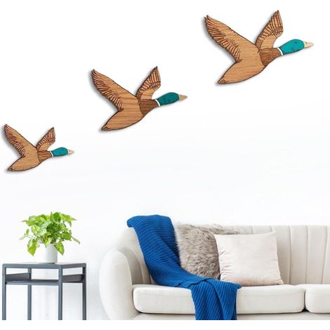 Pendentif décoratif mural en bois en forme de canard - Ornement mural rétro, artisanat en bois pour la maison - Décoration murale (1/5)