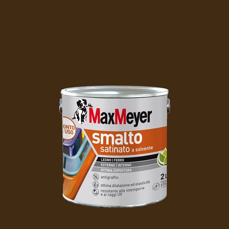 MAXMEYER Smalto a solvente per ferro e legno satinato TESTA DI MORO R8017 2 L (1/4)