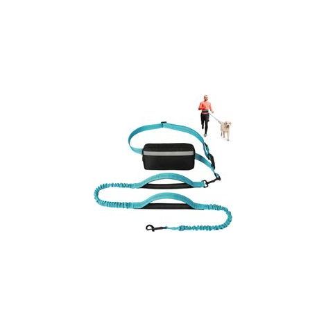 Bleu Laisse Mains Libres pour Chien avec Ceinture Réglable, Laisse de Jogging, Doubles Poignées Rembourrées et Élastique Durable pour la Marche (1/5)