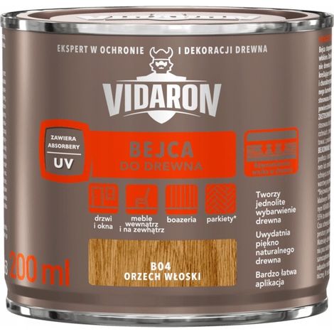 Vidaron Holzbeize auf Lösungsmittelbasis, Walnuss, 0,2 l
