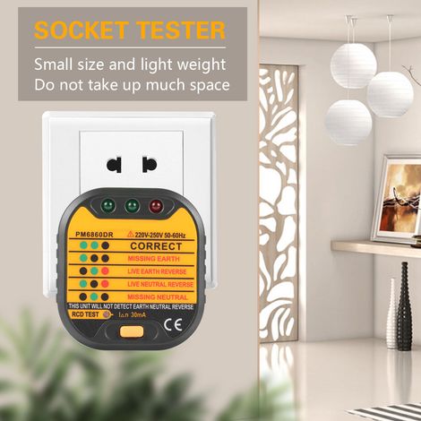 Testeur automatique de prises électriques 50-60 Hz (prises UK/US/EU) pour la maison PM6860DR (prise UE) (1/5)