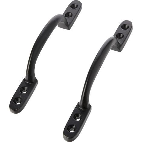 2 - Poignée ancienne - Quincaillerie de porte - Pour extérieur et abris - Finition vernie noire - 150 mm (1/2)