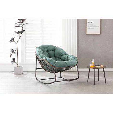 Jardin - Fauteuil Suspendu à Bascule avec Cadre en Acier et Coussin Confortable en Coton, Utilisation Intérieure et Extérieure, 94,5x111x80 Cm - Gris (1/5)