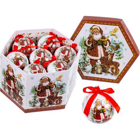 Coffret de 14 boules de Noël Père Noël rétro (1/2)
