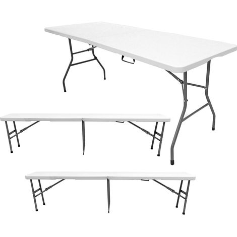Pack Mesa Plegable con 2 Bancos Solid 180cm Portátiles Normativa Uso Público Interior / Exterior Capacidad 6/8 Personas Carga 150 kg Mesa y 500 kg por Banco Multiusos Jardín / Catering / Camping THW (1/5)