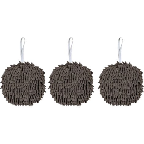 Lot de 3 lingettes pour les mains, serviette de bain décorative en chenille, boule de serviette suspendue, microfibre douce, absorbante et moelleuse, petite serviette de bain (1/5)