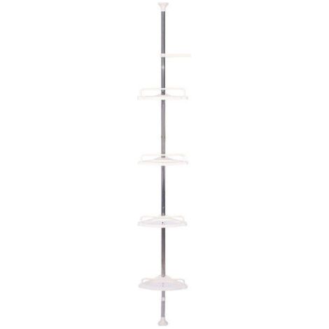 Étagère de douche télescopique 100-320 cm Étagère de douche réglable en hauteur sans perçage Étagère télescopique Étagère d'angle avec 4 paniers (1/5)