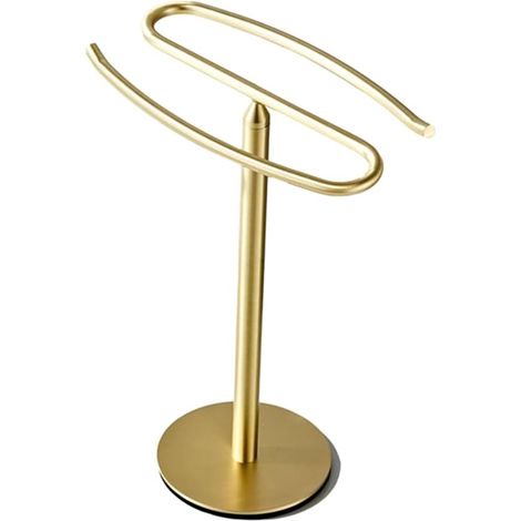 Porte-serviettes sur pied doré en acier inoxydable pour salle de bain (1/5)