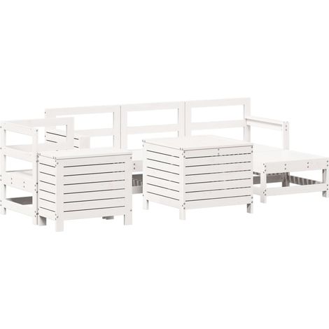 Maison Exclusive - Set Divani da Giardino 7 pz Bianco in Legno Massello di Pino