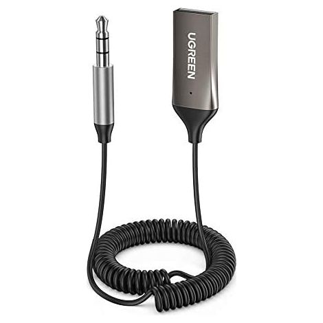 UGREEN Bluetooth 5.0 Receiver, USB Aux Bluetooth Car Receiver Built-in Microphone, A2DP Audio Stereo Car Handsfree Kits, Bluetooth Car Speaker Jack Adapter con Cavo Elastico (1/5)