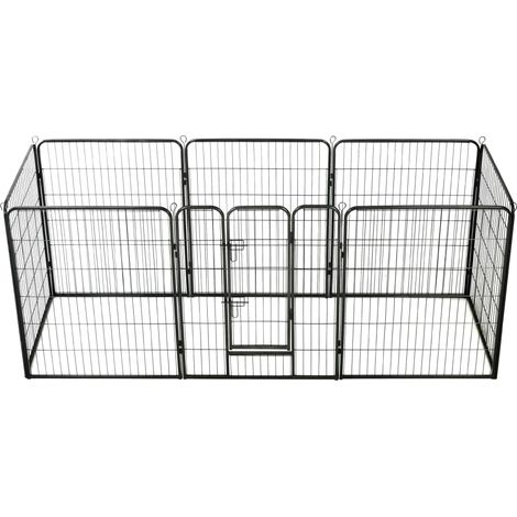 vidaXL Box per Cani con 8 Pannelli in Acciaio 80x100 cm Nero (1/5)