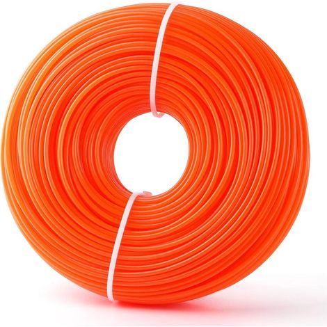 Fil de Débroussailleuse 2,4 mm, 100M Nylon Rond Solide Fil pour Débroussailleuse de Jardin, Débroussailleuse Électrique (Orange) (1/5)