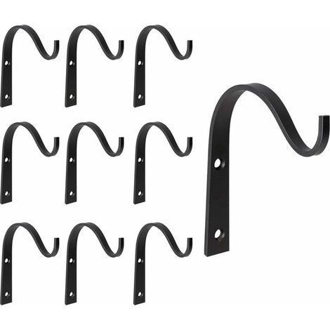 10pcs Iron Wall Hooks Sturdy Decorative Metal Hangers for Hanging Lantern Planter Bird Feeder Coat Indoor Outdoor Rustic Home Decor, Screws Included (1/5)