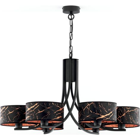 Lampadario Arthur nero rame 6xE27 15W catena Jupiter (1/5)