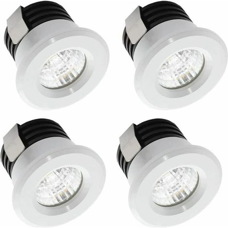 Lot de 4 mini spots LED encastrables 3 W blanc chaud – Angle de faisceau 24° – Luminosité 300 lumens – Pour plaques de plâtre et étagères (1/5)