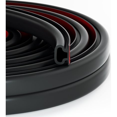 D Shape Rubber Door Seal, Self-Adhesive Anti-Cold Thermal Insulation Sealing Strip for Door Entry and Window Seal (Black, 7M) (1/5)