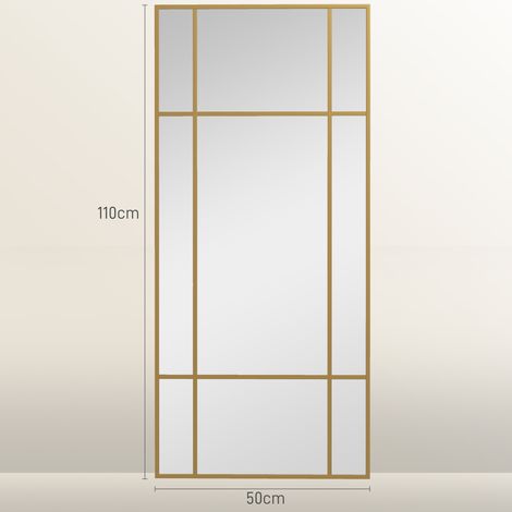Miroir mural 110x50 cm, cadre métallique doré, miroir décoratif rectangulaire pour chambre, salle de bain, design élégant, finition luxueuse (1/5)