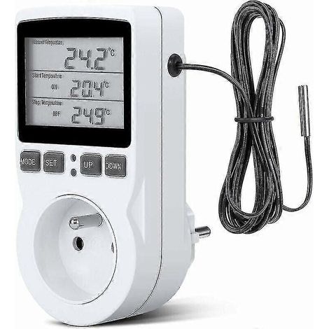 Prise thermostat 2024, prise minuterie numérique, prise programmable numérique avec capteur, minuterie numérique programmable, prise thermostat de chauffage compatible (1/5)