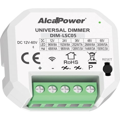 Alcapower Smart Dimmer 12-60V DC 300W per Strisce LED e Lampade, Modulo di Controllo Remoto per Automazione Luci Domestiche e Professionali