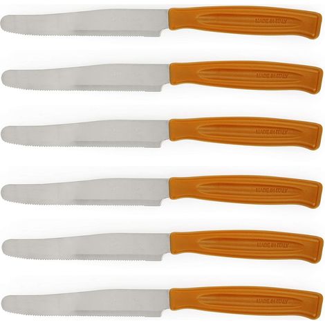 Excelsa Rainbow Set 6 Coltelli Da Tavola Seghettati, Acciaio Inox, Arancio (1/2)