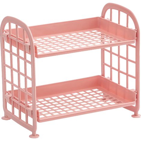 Présentoir de rangement 2 niveaux bureau organisateur maquillage bijoux étagère comptoir chambre salle de bain (1/4)