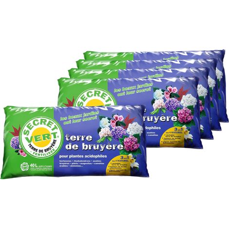 Terre de bruyère bio pour plantes acidophiles 40 litres Lot de 5 (1/4)