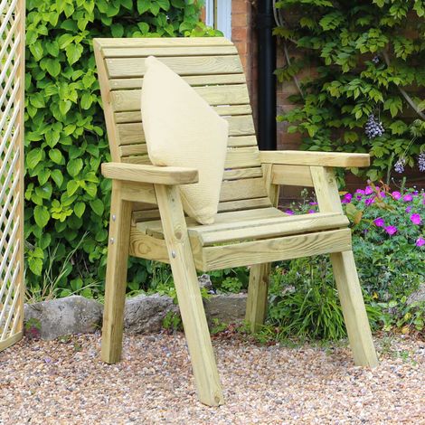 Zest Freya Wooden Garden Arm Chair Dining Seat Outdoor (1/5)