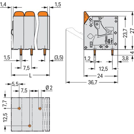 morsetto WAGO 2606-3103/020-000 800 V 3 poli