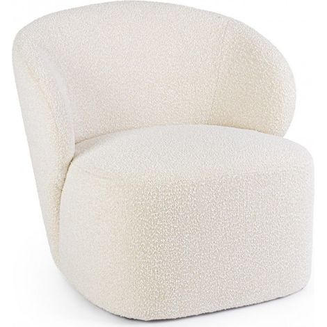 Poltrona Bouclé Bianco Moderno da Interno - RENATA - Colore: Marrone (1/5)