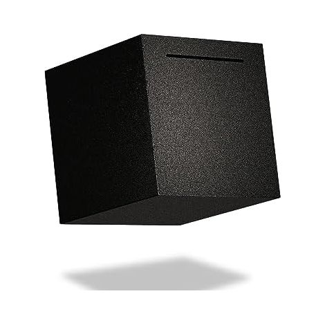 Tirelire en acier noir pour argent réel, à casser pour ouvrir. Tirelire métallique incassable pour billets, 12 cm x 12 cm. (1/5)