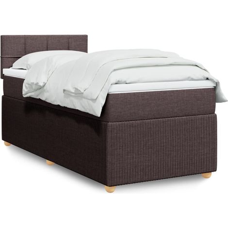 Boxspringbett mit Matratze Dunkelbraun 80x200 cm Stoff