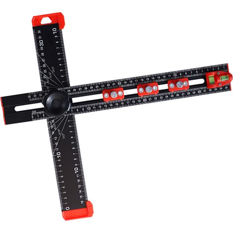 Règle de positionnement de perçage, échelle métrique et anglaise, règle de mesure multi-angles de type T avec 3 curseurs et niveau à bulle biaxial (1/5)