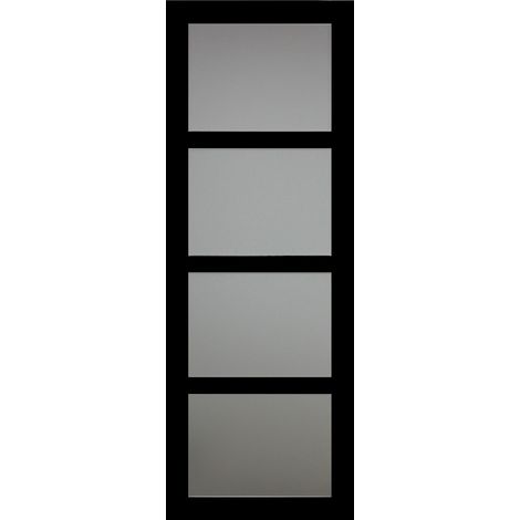 Gd Menuiseries – Porte coulissante noire vitrée 204 cm x 73 cm – Design moderne pour espaces réduits – Séparation efficace et luminosité